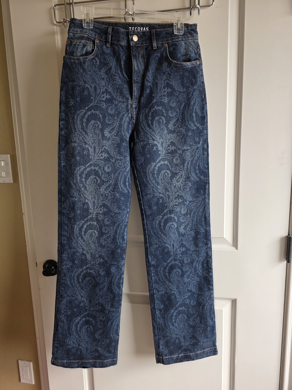Tecovas High-Rise Dark Blue Paisley Print Jeans